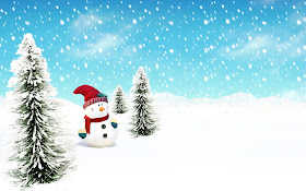 Snow Man Winter Pine Illustration Wallpaper