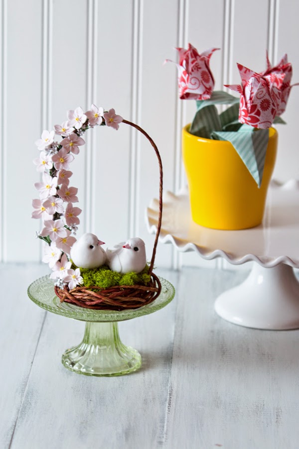 Wedding Cake Bird's Nest topper Handmade PaPer FloweRs by Maria Noble