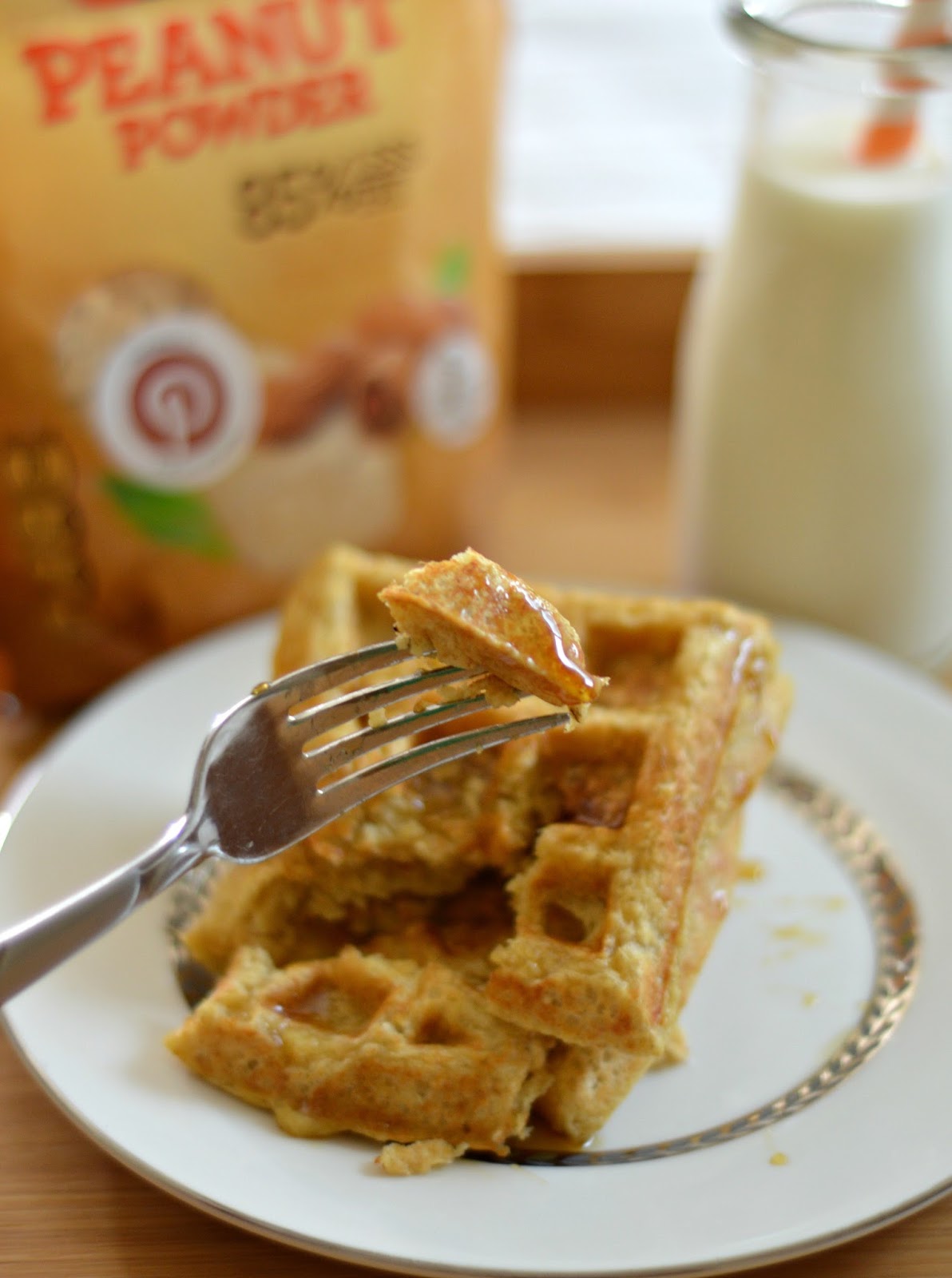 Peanut Butter Protein Waffle Recipe Made with Jif Peanut Powder