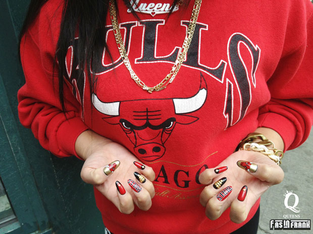 chicago bulls nail design
