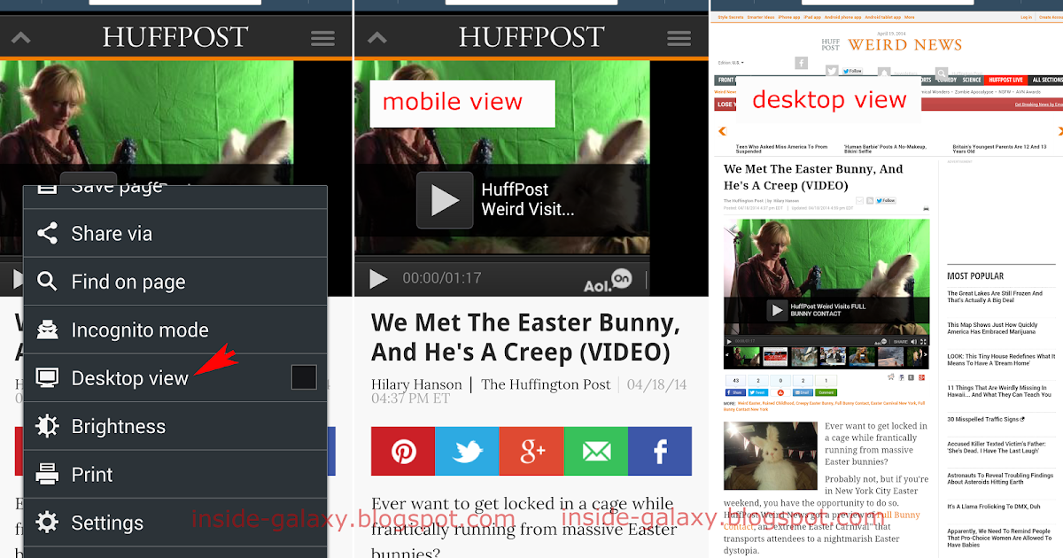 Inside Galaxy Samsung Galaxy S4 How to Switch Between Desktop View