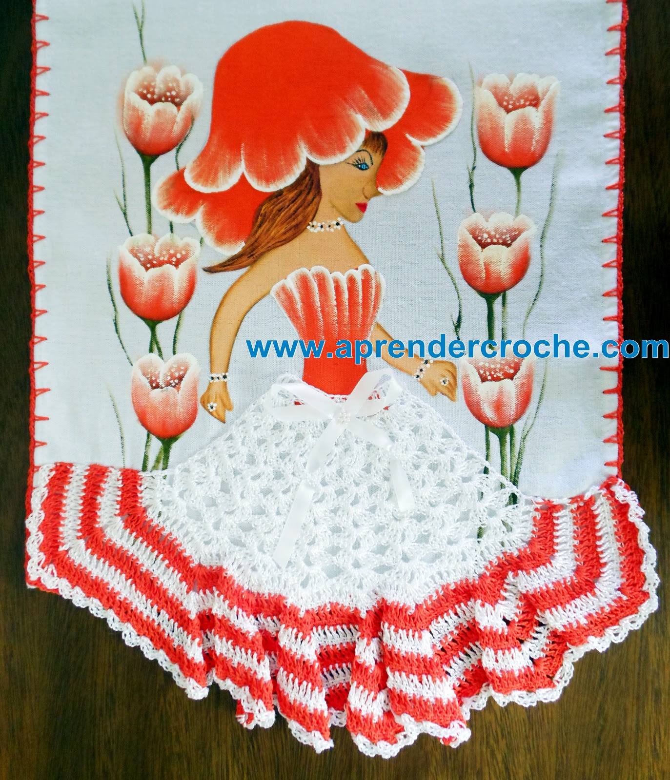 BARRADO CAMPONESA VERMELHO PANO DE COPA GUARDANAPO MESA COPA COZINHA DECORAÇÃO EDINIR-CROCHE APRENDER CROCHE DVD LOJA CURSO FRETE GRATIS