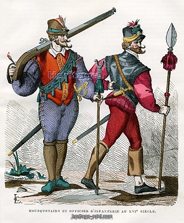 L'uomo e le armi. Musketeer-and-infantry-officer-16th-century-1882-1884_1879815