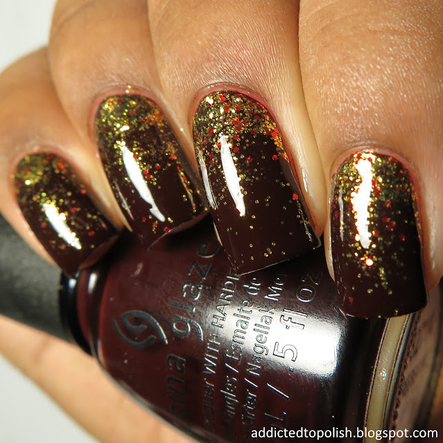 fall nail art glitter gradient