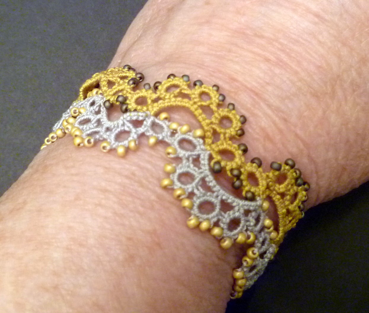 Shopping my Stash Off the Shuttle Tatted Bracelet with Beads