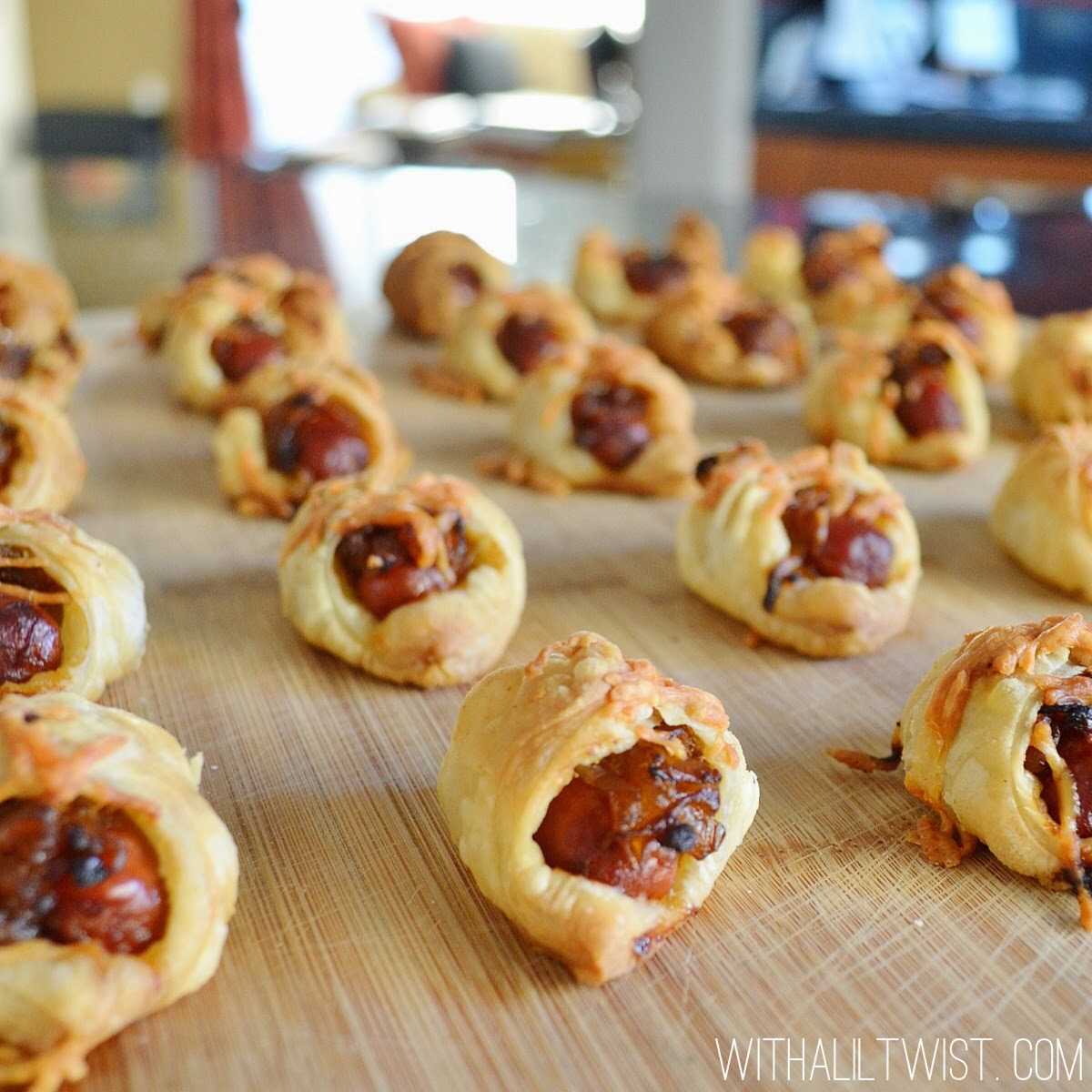 ...with a lil' twist Mini Puff Pastry Hot Dogs