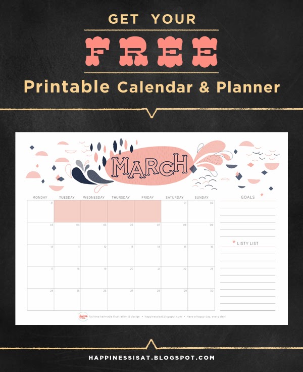 Happiness is... free custom designed and illustrated March 2014 calendar and planner printable! Happiness is... free custom designed and illustrated March 2014 calendar and planner printable!
