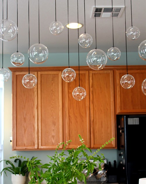 Nine Red Spotlight Hanging Glass Globe Display