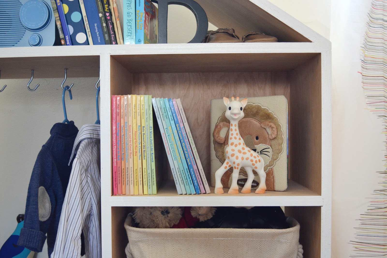 Ford's Baby Boy Nursery Bookshelf Detail - Interior Design by Lesley Myrick, Pasadena Interior Designer