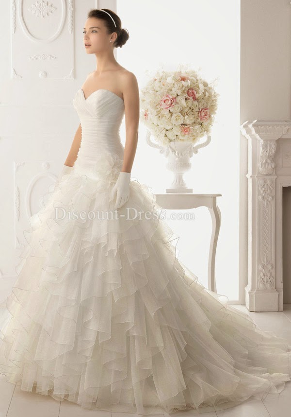 Organza Floor Length Sweetheart Princess Sleeveless Wedding Dress