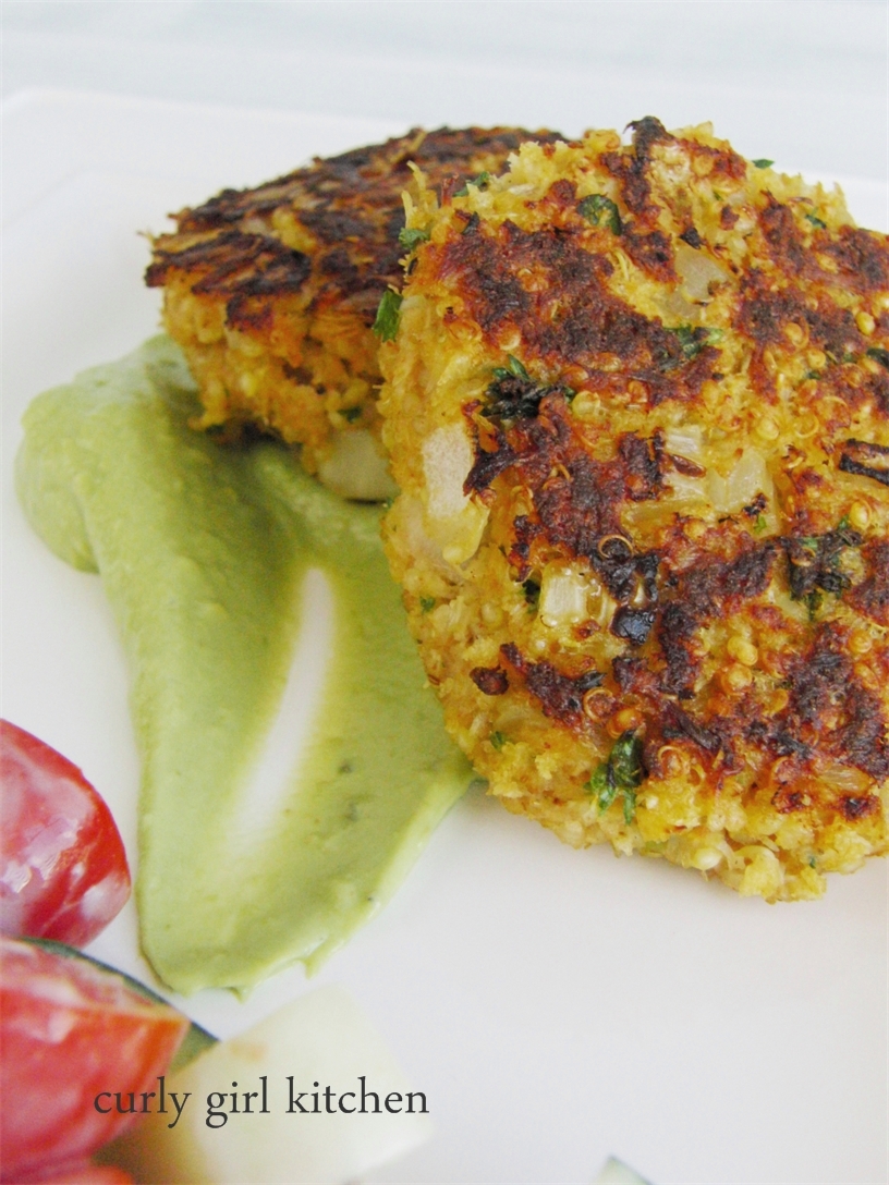 Curly Girl Kitchen Crab Quinoa Cakes with Avocado Cream