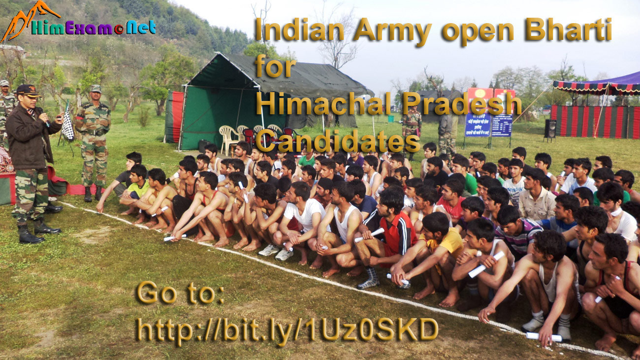 Indian Army Open Recruitment Rally October 2015 for Himachal Pradesh