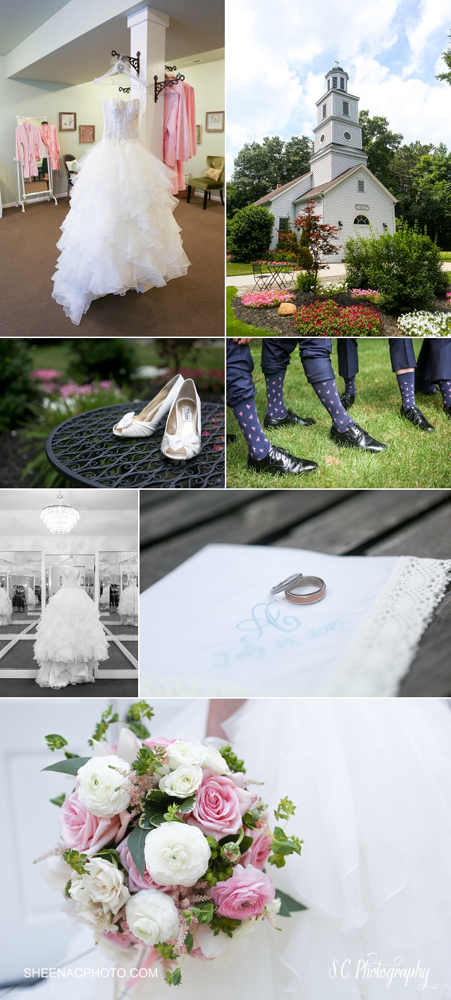 Morris Estate Niles Wedding Michigan wedding phtoographer, chapel wedding, pink bridesmaid robes, pink flamingo socks