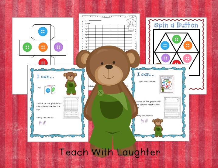 Teach With Laughter Buttons Spin (or Roll), Tally & Graph and a FREEBIE