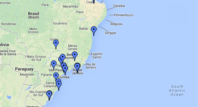 Mapa de Locais de Tratamento para T.A. no Brasil