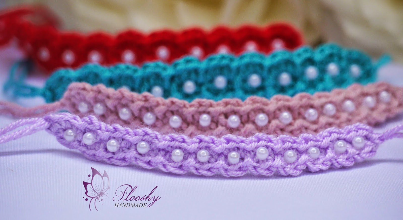 Plooshy Handmade Crochet beaded friendship bracelet.