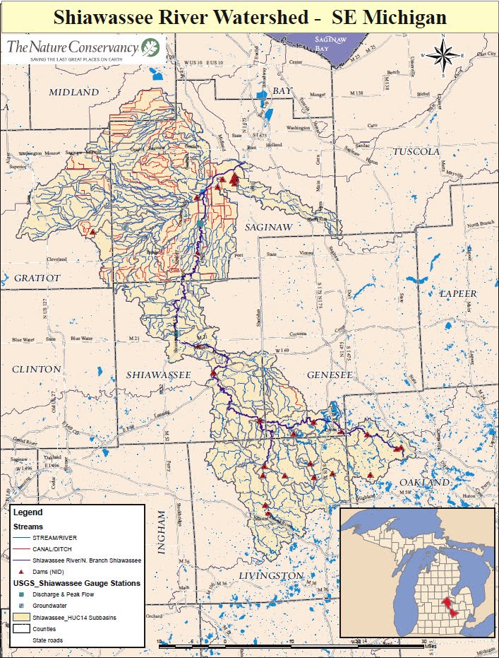 Shiawassee River (Can't find it ? scroll down ) Shiawassee River Map with tributaries
