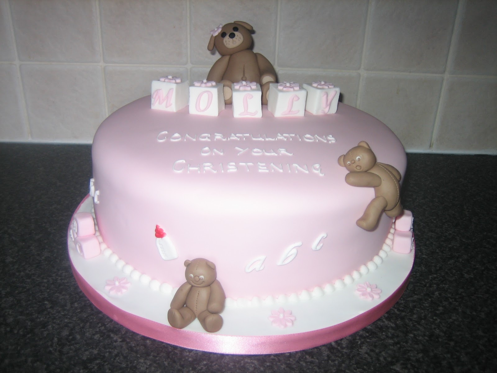 Sarah T Cakes Teddy bear christening cake.