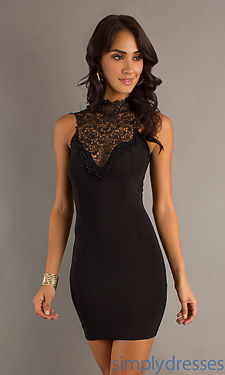 low cut black lace dress
