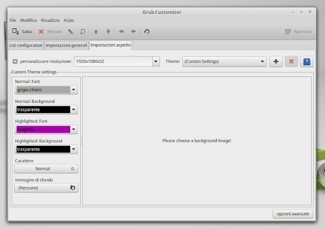 grub customizer modifica aspetto