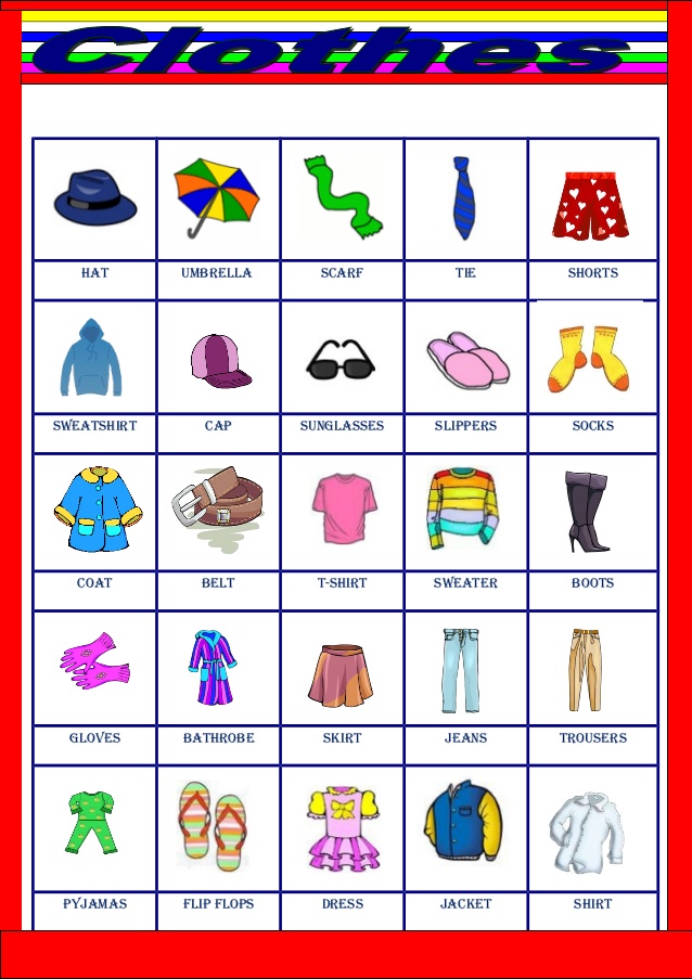 Seneca School Year 1 Science / English Clothes vocabulary pics