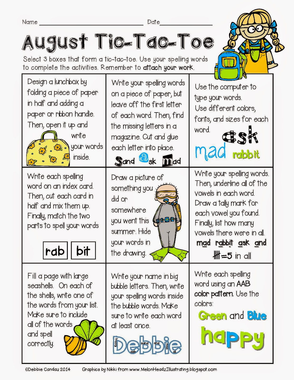First Grade Spelling Homework