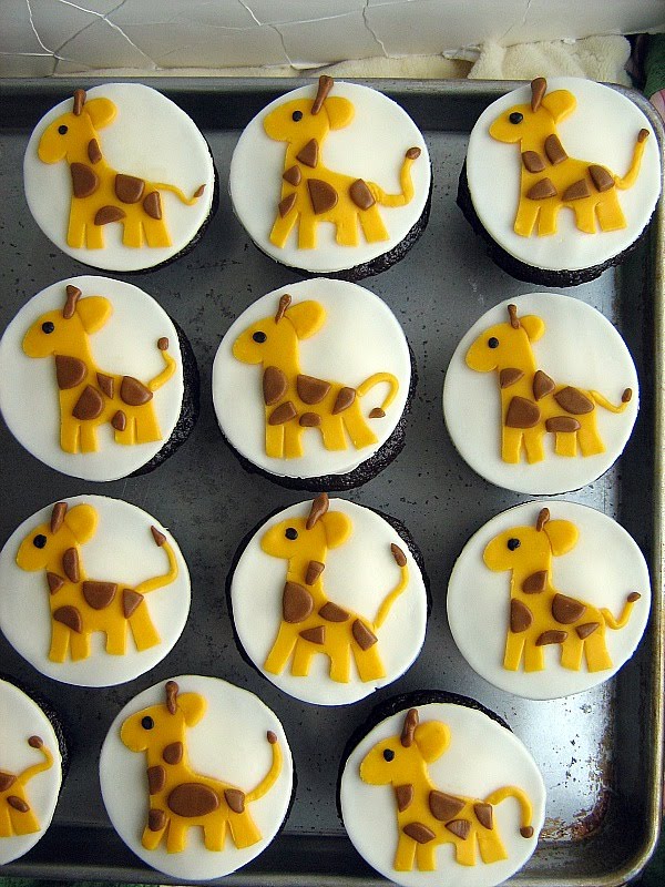 sugar Fondant Giraffe Cupcake Toppers