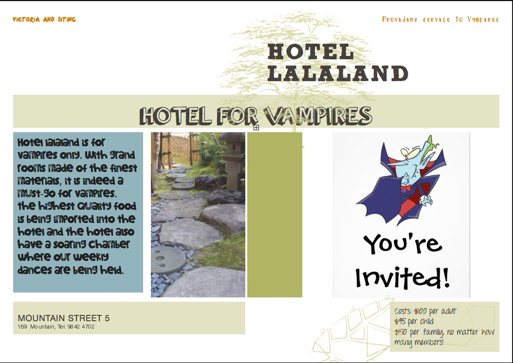 2013 S1-07 English Language Blog: Hotel Brochure - Siting and Victoria