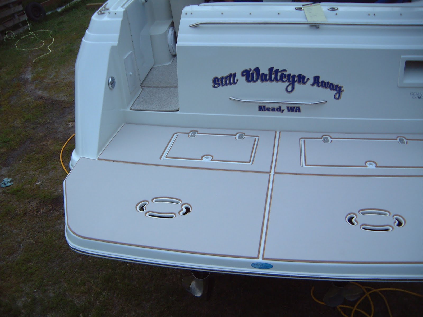 Custom Swim Platform Pad Cool Gray Over Moca SeaDek Marine Products