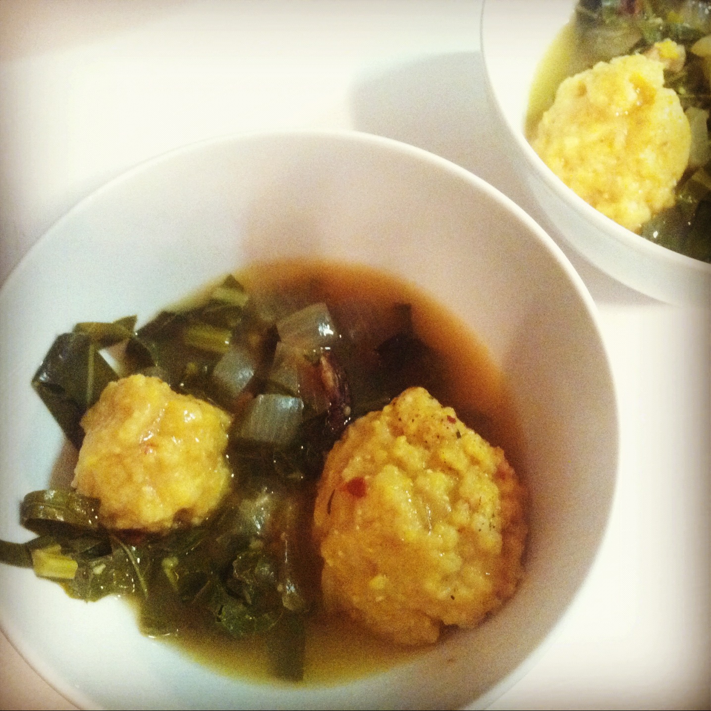 Dragon Girl Nourish Simmered Collard Greens with Cornmeal Dumplings