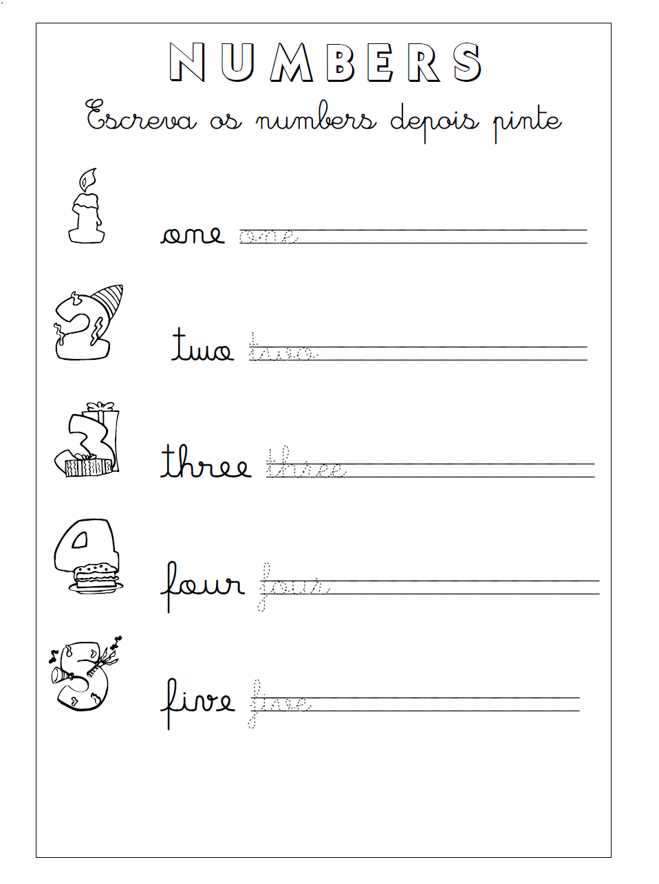 Compartilhando aulas Atividades em Inglês Números Educação