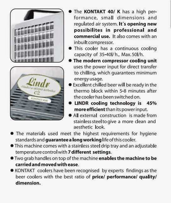 Brewery Technical Services and Drinks Dispense Lindr Kontakt k40 beer