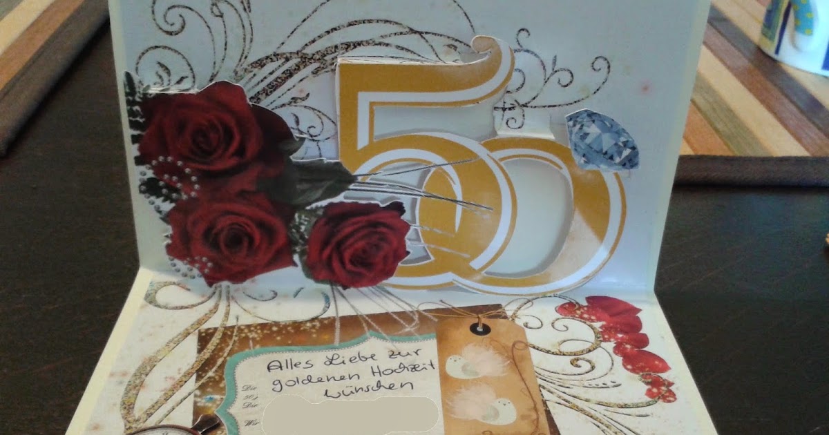 Bastel Tante Pop Up Karte Goldene Hochzeit