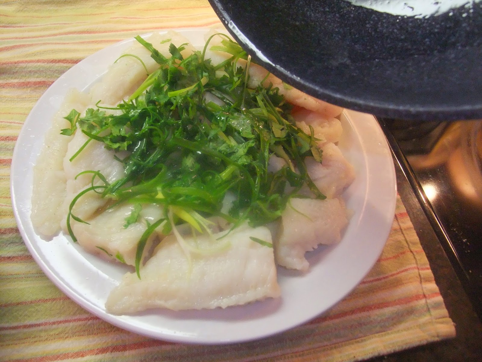 Susan's SavourIt! Simple Steamed Fish Fillets with Ginger and Onions...