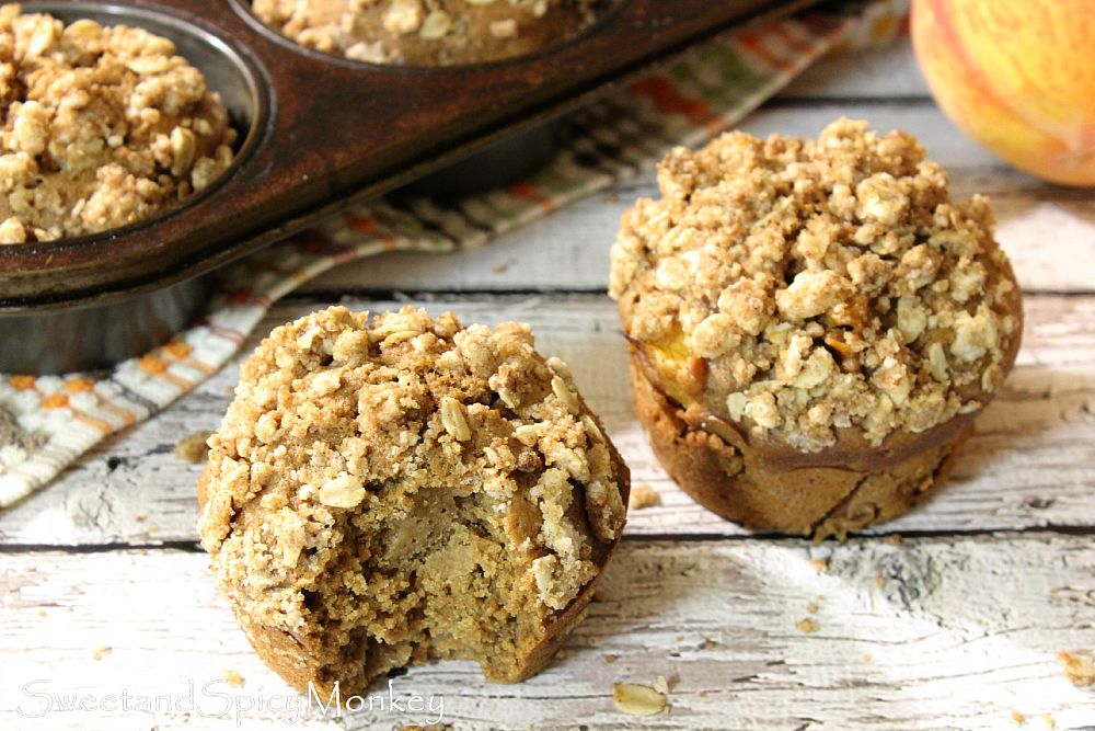 Sweet and Spicy Monkey Healthy Peach Breakfast Muffins
