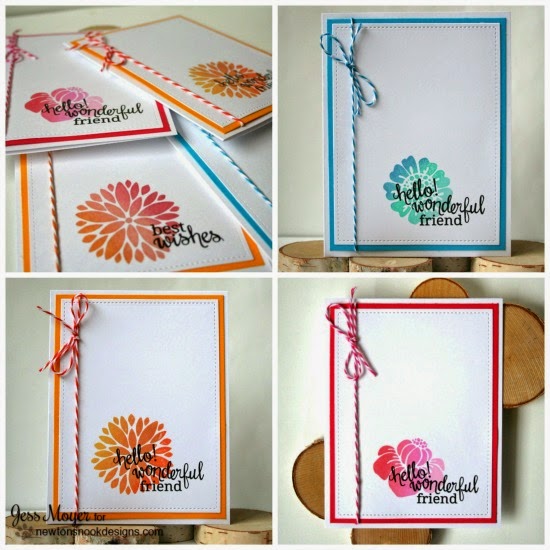 Clean and Simple Card set by Jess Moyer | Fanciful Florals Bold Flower Stamp set by Newton's Nook Designs