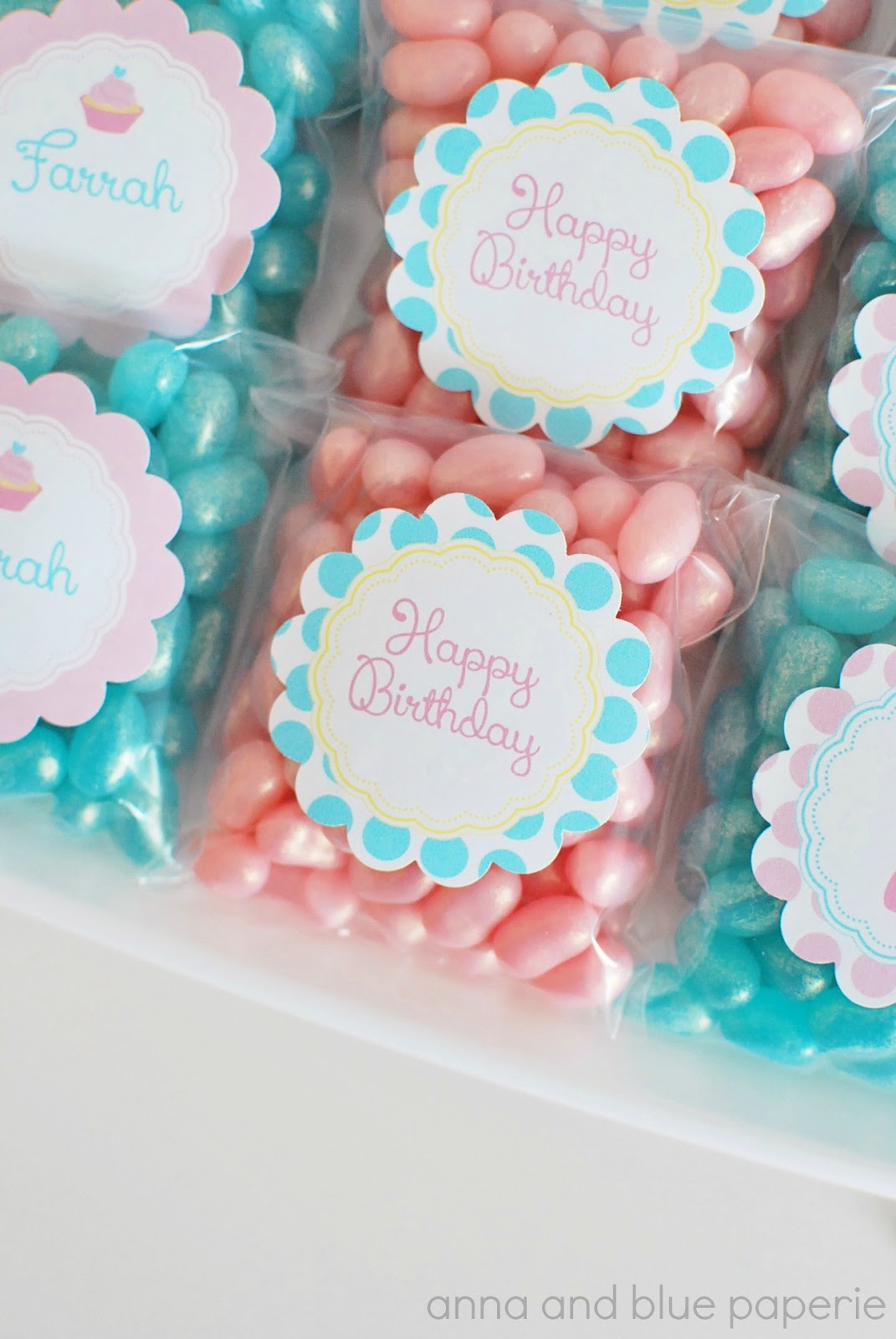 anna and blue paperie Pink and Aqua Cupcake Theme Party