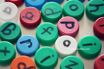 alphabet bottle caps for preschool