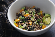Warm Rice Bowl with Kale Lentils and Black Beans
