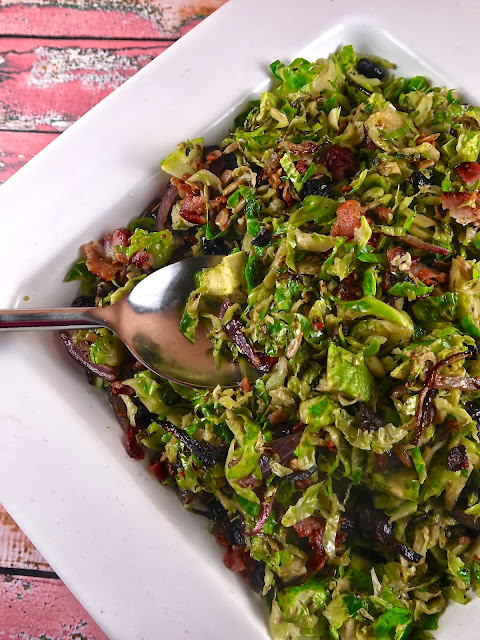 warm brussels sprouts salad w maple vinaigrette