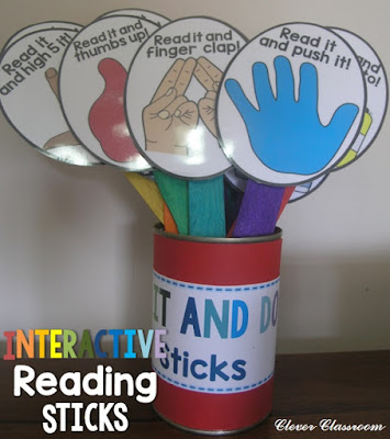 Interactive Reading Sticks - Read it and do it {for any word list}