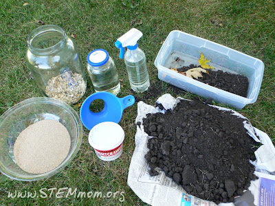 Materials Needed for making a Quality Worm Jar: STEMmom.org
