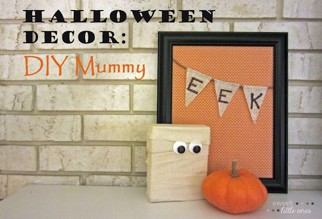 DIY Halloween Decor: Wood Block Mummy   www.sweetlittleonesblog.com