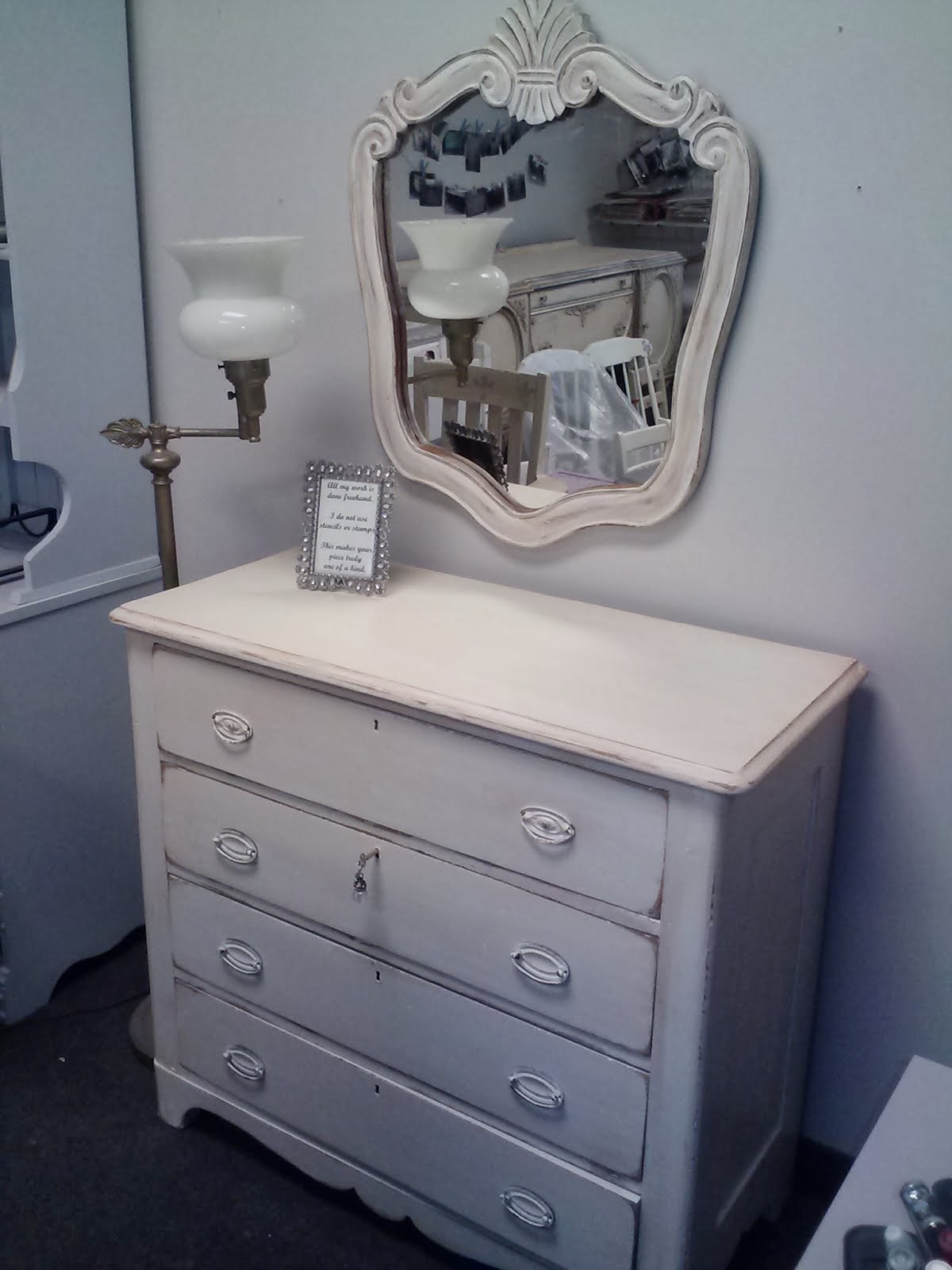 Vintage Painted Dresser with Mirror Distressed