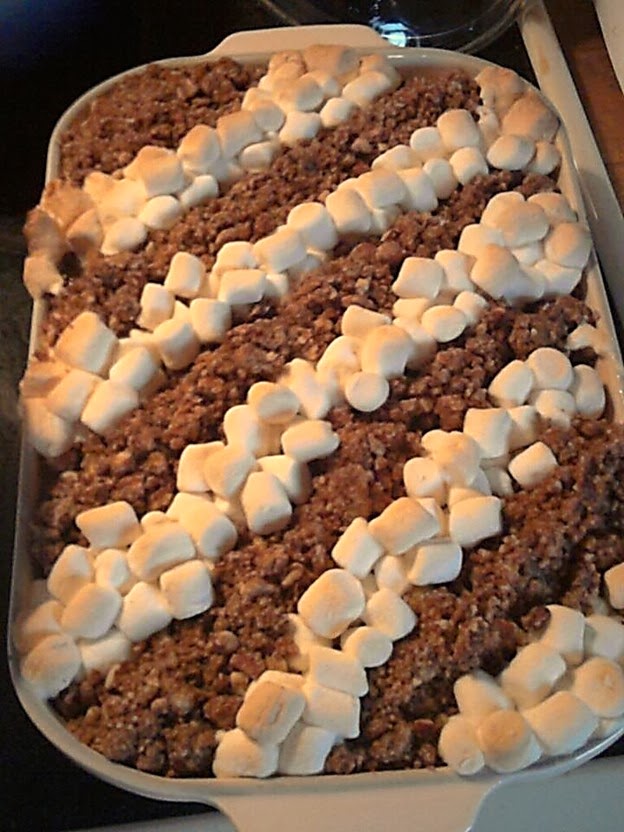 Lost and Found Sweet Potato Casserole with Marshmallow and Praline