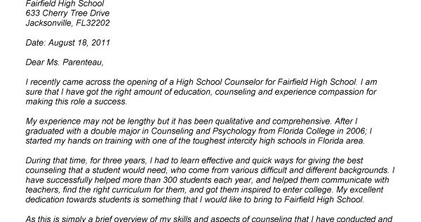 letter of recommendation for school counselor job