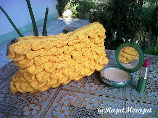 Crochet Cluth, Crocodile Stitch, free crochet clutch crocodile stitch pattern, pola gratis, pola tas, pola rajut clutch