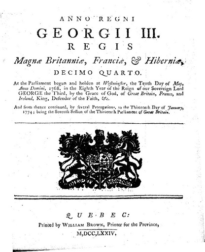 The Quebec Act, 1774 (14 Geo. III c. 83)