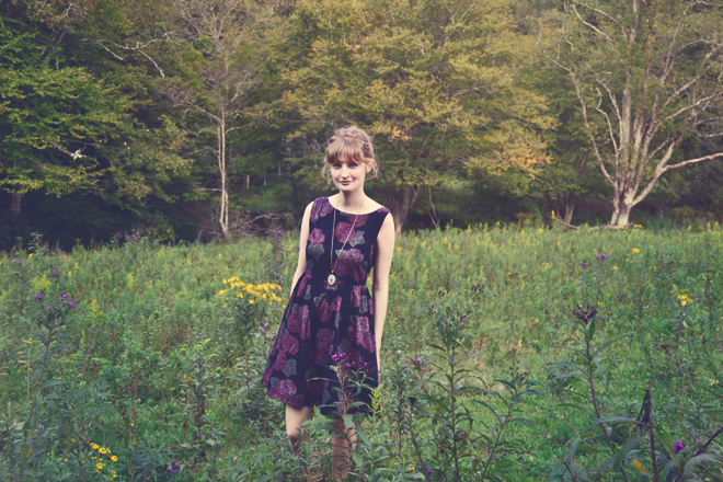 Black dress with purple roses Black dress with purple roses