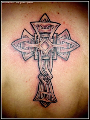 cross tattoos in back for men